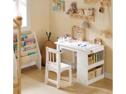SoBuy Kindertisch mit 1 Stuhl Kindersitzgruppe Maltisch für Kinder KMB60-W