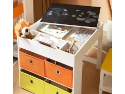 SoBuy Kindertisch mit 2 Stühlen Kindersitzgruppe Spieltisch Stauraum KMB75-K-W