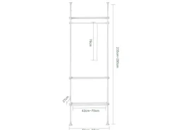 SoBuy Kleiderständer mit 1 Kleiderstange und 3 Ablagen Stahl Weiß KLS07-W