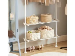 SoBuy Kleiderständer mit 1 Kleiderstange und 3 Ablagen Stahl Weiß KLS07-W