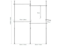 SoBuy Kleiderständer mit 4 Kleiderstangen Stahl Kunststoff Hellgrau KLS03-HG