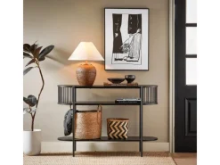 SoBuy Konsolentisch mit Ablagefächern für Flur oder Wohnzimmer 110×76×39cm Schwarz FSB90-SCH