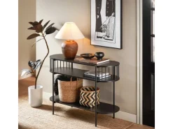 SoBuy Konsolentisch mit Ablagefächern für Flur oder Wohnzimmer 110×76×39cm Schwarz FSB90-SCH