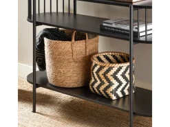 SoBuy Konsolentisch mit Ablagefächern für Flur oder Wohnzimmer 110×76×39cm Schwarz FSB90-SCH