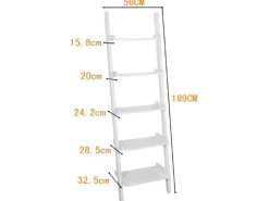 SoBuy Leiterregal aus Holz mit fünf Böden Wandregal Weiß FRG17-W