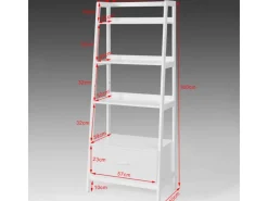 SoBuy Leiterregal mit Ablagen und Schublade MDF Weiß FRG116-W
