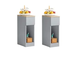 New SoBuy Nachttisch 2er Set Sofatisch Beistelltisch Hellgrau FBT111-HGx2