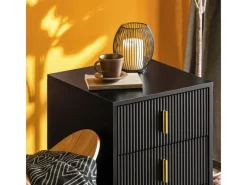 SoBuy Nachttisch mit 3 Schubladen Moderner Beistelltisch 40x63x40cm Schwarz FBT115-L-SCH