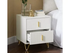 SoBuy Nachttisch mit 2 Schubladen Sofatisch Beistelltisch Weiß FBT115-W