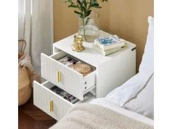 SoBuy Nachttisch mit 2 Schubladen Sofatisch Beistelltisch Weiß FBT115-W
