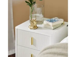 SoBuy Nachttisch mit 2 Schubladen Sofatisch Beistelltisch Weiß FBT115-W