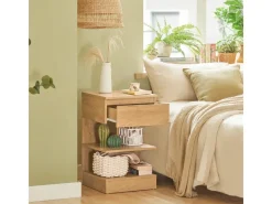 New SoBuy Nachttisch mit Schublade und 2 Ablagen Beistelltisch 39x65x39cm Natur FBT49-N