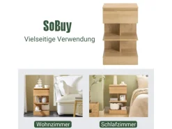 New SoBuy Nachttisch mit Schublade und 2 Ablagen Beistelltisch 39x65x39cm Natur FBT49-N