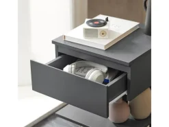 SoBuy Nachttisch mit Schublade und 2 Ablagen Beistelltisch 39x65x39cm Grau FBT49-HG