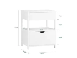 Best SoBuy Nachttisch Nachtschrank mit 2 Schubladen Beistelltisch FRG258-II-W Weiß