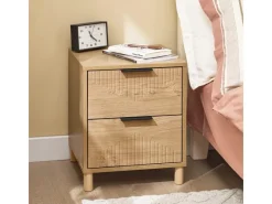 SoBuy Nachttisch Nachtschrank mit 2 Schubladen Beistelltisch für das Schlafzimmer Natur FBT166-N