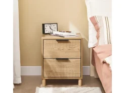 SoBuy Nachttisch Nachtschrank mit 2 Schubladen Beistelltisch für das Schlafzimmer Natur FBT166-N