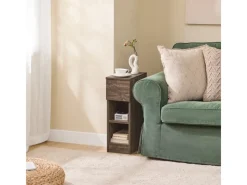 SoBuy Nachttisch Schmal Beistelltisch mit Schublade und 2 Ablage FBT111-SN