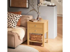 Sale SoBuy Nachttisch Sofatisch Beistelltisch mit 2 Schubladen Natur FBT114-N