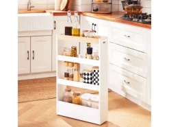 Clearance SoBuy Nischenwagen mit 4 Etagen Küchenregal Schmal Weiß 15x80x50cm NSR12-W