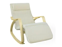 SoBuy Schaukelstuhl Schaukelsessel mit Verstellbarer Fußstütze FST16-W