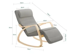 SoBuy Schaukelstuhl Schaukelsessel mit Verstellbarer Fußstütze FST16-DG