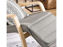 SoBuy Schaukelstuhl Schaukelsessel mit Verstellbarer Fußstütze FST16-DG