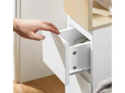 Hot SoBuy Schmaler Beistelltisch mit 2 Schubladen Nachttisch mit Rollen FBT155-WN