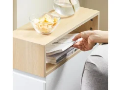 Hot SoBuy Schmaler Beistelltisch mit 2 Schubladen Nachttisch mit Rollen FBT155-WN