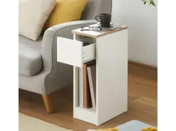 Outlet SoBuy Schmaler Nachttisch Beistelltisch mit Schublade 20x60x35cm Weiß FBT111-WN