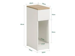 Outlet SoBuy Schmaler Nachttisch Beistelltisch mit Schublade 20x60x35cm Weiß FBT111-WN