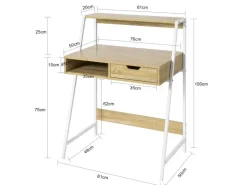 SoBuy Schreibtisch mit Ablage und Schublade MDF Metall Natur FWT63-N