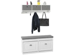 Online SoBuy Schuhbank mit 2 Klappen Schuhkipper Weiß MDF 104cm FSR64-W
