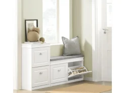 Online SoBuy Schuhbank mit 2 Klappen Schuhkipper Weiß MDF 104cm FSR64-W