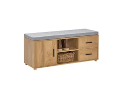 Outlet SoBuy Schuhbank mit 2 Schubladen und 4 Fächern MDF PB Natur FSR148-N