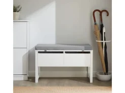 SoBuy Schuhbank mit 2 Schubladen Sitzbank mit Stauraum MDF Weiß FSR88-W