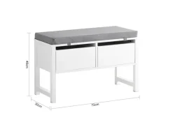 SoBuy Schuhbank mit 2 Schubladen Sitzbank mit Stauraum MDF Weiß FSR88-W