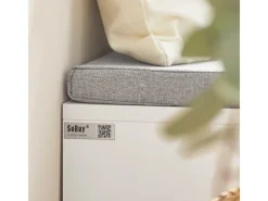 Outlet SoBuy Schuhbank mit 2 Sitzflächen und 1 Schiebetür MDF Bambus Weiß FSR125-WN