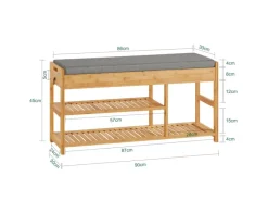 Outlet SoBuy Schuhbank mit Sitzfläche und Schubladen Sitzbank Natur Bambus FSR47-N