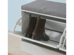 SoBuy Schuhbank mit Sitzfläche und 2 Klappen Schuhkipper MDF Weiß FSR62-W