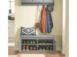 Discount SoBuy Schuhbank mit Sitzfläche und 4 Fächern MDF Grau FSR131-HG