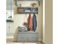 Discount SoBuy Schuhbank mit Sitzfläche und 4 Fächern MDF Grau FSR131-HG