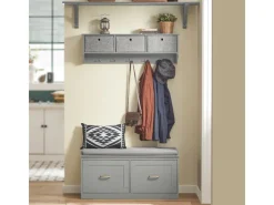 Discount SoBuy Schuhbank mit Sitzfläche und 4 Fächern MDF Grau FSR131-HG