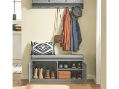 Discount SoBuy Schuhbank mit Sitzfläche und 4 Fächern MDF Grau FSR131-HG