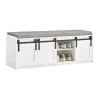 Discount SoBuy Schuhbank mit Sitzfläche und Schiebetüren MDF Weiß FSR133-W