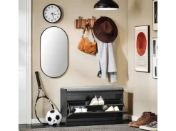 Best SoBuy Schuhbank mit Sitzfläche Schmal Schuhregal für Flur 80x45x26cm Schwarz FSR98-L-SCH