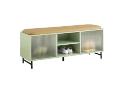SoBuy Schuhbank mit Sitzfläche und Schiebetüren MDF Glas Grün FSR115-GR