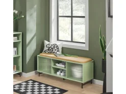 SoBuy Schuhbank mit Sitzfläche und Schiebetüren MDF Glas Grün FSR115-GR