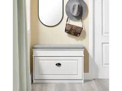 Best SoBuy Schuhbank mit Sitzkissen Schuhregal Schmal Sitzbank für Flur 75x51x24cm FSR82-L-WG Weiß