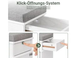 Best SoBuy Schuhbank mit Sitzkissen Schuhregal Schmal Sitzbank für Flur 75x51x24cm FSR82-L-WG Weiß